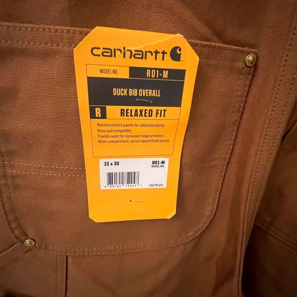 Carhartt NWT R01-M Relaxed Fit Duck Bib Overalls Brown
Mens 32x30 - Picture 7 of 12